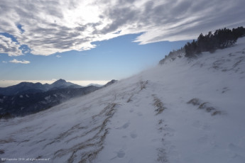 Blick zurück im Hintergrund der Storži, (2.132 m) Steiner Alpen