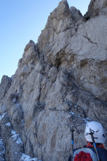 Der Aufstieg zum Gipfel C/D links an diesem Felsspitz gehts hinauf