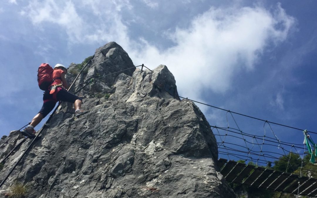 Ferrata Sass de Brusai Klettersteig (C/D) Monte Boccaòr, Treviso, Italien